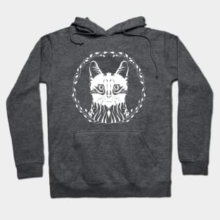 frontal cat face in a wreath Hoodie